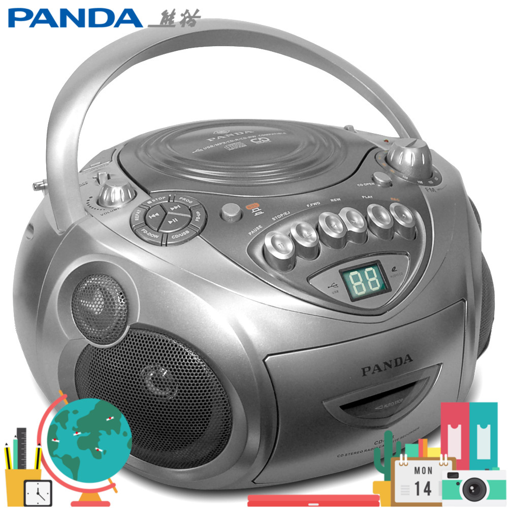 Panda CD-106 tape recorder, U-disk CD player, radio player, MP3 music desktop portable power supply, bass prenatal education, listening to songs, FM preschool school classroom teachers