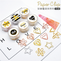  Shaped paper clip creative cute metal Rose gold bookmark love clip Golden paper clip storage box