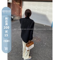 miniblue black small blazer women autumn Korean version of loose design sense suit long sleeve casual top
