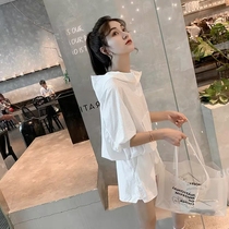 Sports suit womens summer 2021 new thin casual fashion loose sunscreen top shorts two-piece set tide