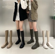 ITSK boots female winter plus velvet thick-soled little man but knee boots White tall Knight boots
