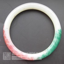 Solitary Qing Dynasty imitation jadeite white jade red and green spot color dipped in flowers old glaze bracelet large diameter ancient pharaoh glaze ring