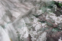 (Spot)Scattered pear flower evening silk inkjet Pear flower waist pleated skirt Hanfu