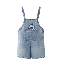 2021 summer new fashion all-around age reduction loose denim bib shorts female Yun Di Su 2D2R001