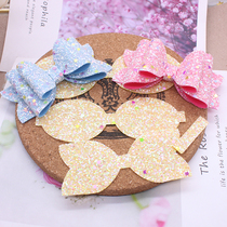 Shiny gold powder sequin bow pieces childrens handmade hairclip DIY accessories headgear headgear clip material