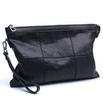  Tide brand mens clutch leather soft leather Korean casual lambskin handbag mens bag large capacity envelope bag clip bag