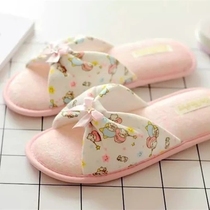 Cute Cute twin stars spring and autumn fish mouth open toe home slippers