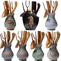 Kung Fu tea set accessories six gentlemen tea ceremony whole set solid wood teaspoon bamboo tea shovel tea spoon