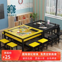 Kindergarten glass painting table student tutoring training class desk art table and chair handmade calligraphy studio table