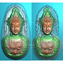 Carved figure Zhengzhuang deep carved lotus half-body Guanyin head relief figure JDP jade carved figure oval Guanyin head pendant