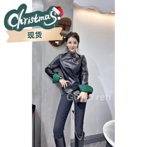 2022 early spring new European station womens pure leather fashion three-dimensional Chinese buckle slim sheepskin coat tide