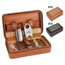 Cuba imported cedar wood Cigar scissors tool Cigar scissors lighter set portable cigar box cigar knife