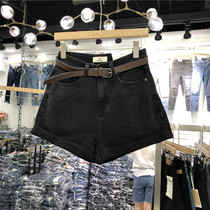 OLOL88302021 autumn new a-shaped wide leg hot pants tide high waist slim curling denim shorts women