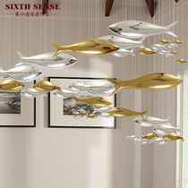 Shopping mall decoration decoration pendant pendant small fish electroplating resin hotel hall hanging ceiling decoration