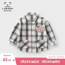 Rabi tree childrens clothing 2021 spring and autumn new childrens long-sleeved shirt boys shirt loose baby plaid top tide