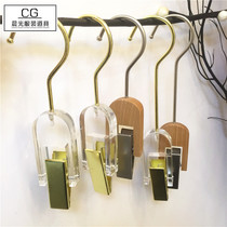 Clothing store adhesive hook coat clip solid wood hook clip mall multi-purpose clothing storage high-grade crystal pants clip single hook