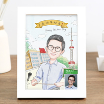 Watercolor cartoon portrait hand-painted real-life photo design cartoon portrait portrait portrait wedding colleague gift customization