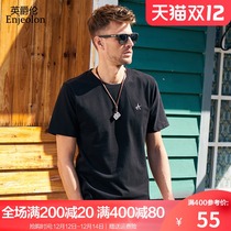 British Jue Lun 2021 new heavy cotton mens short sleeve T-shirt loose mens half sleeve round neck simple top