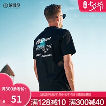 Yingjue lun 2021 new mens fashion brand ins printing short-sleeved summer casual round neck T-shirt loose half-sleeved top