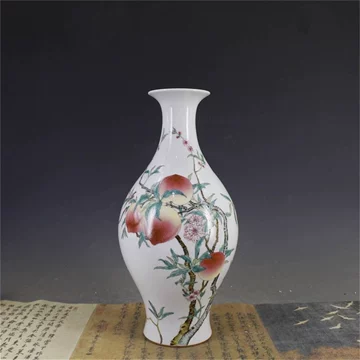 清雍正景德镇窑粉彩蝠桃纹瓶-清雍正景德镇窑粉彩蝠桃纹瓶促销价格、清