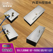 Ruibo ground socket stainless steel silver waterproof with lock open installation 1 bit 2 Position 86 panel outlet hole floor insert