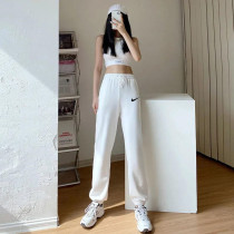 Spring Autumn Season NK Fashion New Casual Loose Pants Women White Pure Cotton Sports Pants Male Knit Bunch Foot Long Pants Tide