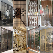 Stainless steel screen hollow carved metal entrance partition Home decoration living room simple modern background wall customization