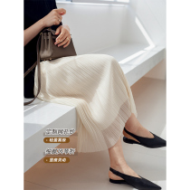 Three - inch time 4008 Sensitive elegant white folded dress female spring - summer A - word long skirt
