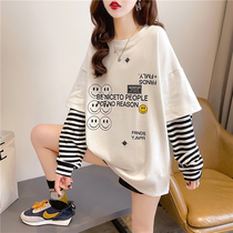 Pregnant woman t-shirt spring dress suit out of fashion net red sweatshirt with long loose blouse damp and small sub two-piece set