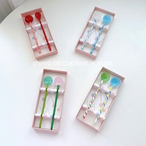 sheep hiccup｜ins Simple style cute glass girl heart spoon Dessert coffee spoon mixing stick