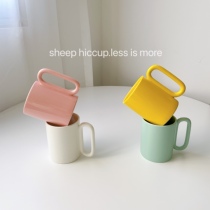 Lamb homemade) ins Korea minimalist big ears creative ring handle ceramic couple niche mug