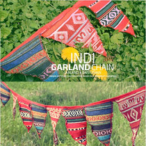 Outdoor ethnic style 14 pennant camping tent lanyard outdoor camping decoration colorful flag Christmas flag lanyard
