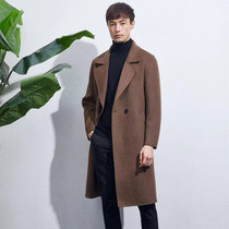 Double-sided cashmere coat men long suit collar 100% wool woolen cloth coat autumn winter young man woolen coat
