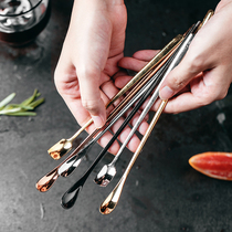 304 stainless steel coffee spoon Long handle mixing spoon Mixing stick Small spoon European household dessert spoon Gold coffee spoon