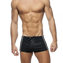 New imitation leather boxing swimming trunks mens quick-drying four-corner sweatpants vacation three-point beach pants seaside running bodybuilding