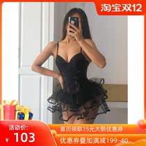 Xiaonan swimsuit 2021 new sexy pure desire Black Swan puffy dress one-piece Belly Belly thin holiday swimsuit women