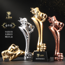 Trophy custom-made creative crystal resin metal 2021 cow trophy lettering Enterprise annual meeting honor award