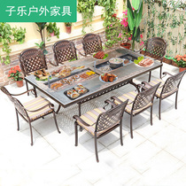 Zile furniture barbecue table outdoor courtyard table and chair outdoor terrace cast aluminum table and chair household commercial charcoal grill