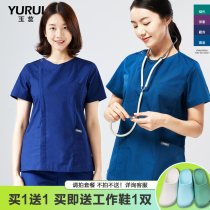 Surgical suit Short sleeve Nurse overalls Doctor round neck brush hand suit Dental oral Pet hospital hand wash suit Summer