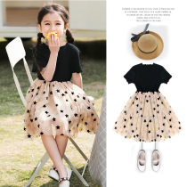  UK Next Kiss girls summer dress 2021 new childrens princess dress Korean mesh tutu