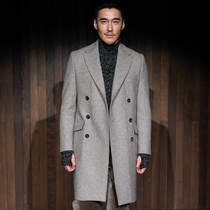 Winter new Paris fashion week Hu Bing star business leisure double row wool coat woolen trench coat coat