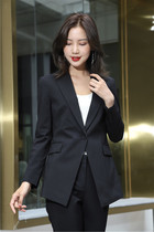 Synchronous womens pure wool a button suit formal dress long small suit with matching bottom