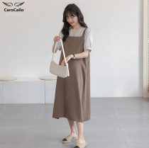 Senior maternity dress summer suit fashion Western style summer mid-length maternity dress summer small fresh long dress