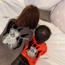 Chenchen mother and son Boy autumn printed parent-child sweatshirt childrens back bear foreign style long sleeve fashionable top