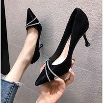 Net red French high heels fairy style 2020 new spring and autumn Joker fashion pointed shallow womens shoes single shoes
