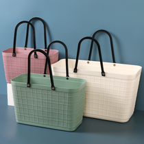 Shopping basket household plastic large capacity supermarket buy basket picnic food basket INS Wind Photo dirty clothes handbasket