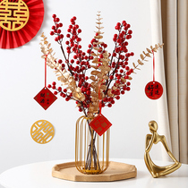 Red fruit hair fruit red fake flower simulation flower decoration living room decoration floral ornaments dining table set flower home accessories
