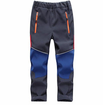 Add velvet children's charge pants boys and girls soft shell ski pants thickened waterproof windproof reflective night vision sports school pants