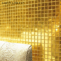 24K gold Venetian glass Gold leaf mosaic Bathroom bathroom tile background wall Living room golden wall tile