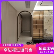 Shenzhen old shop stainless steel door set pass cover background wall metal display cabinet ceiling edge strip installation